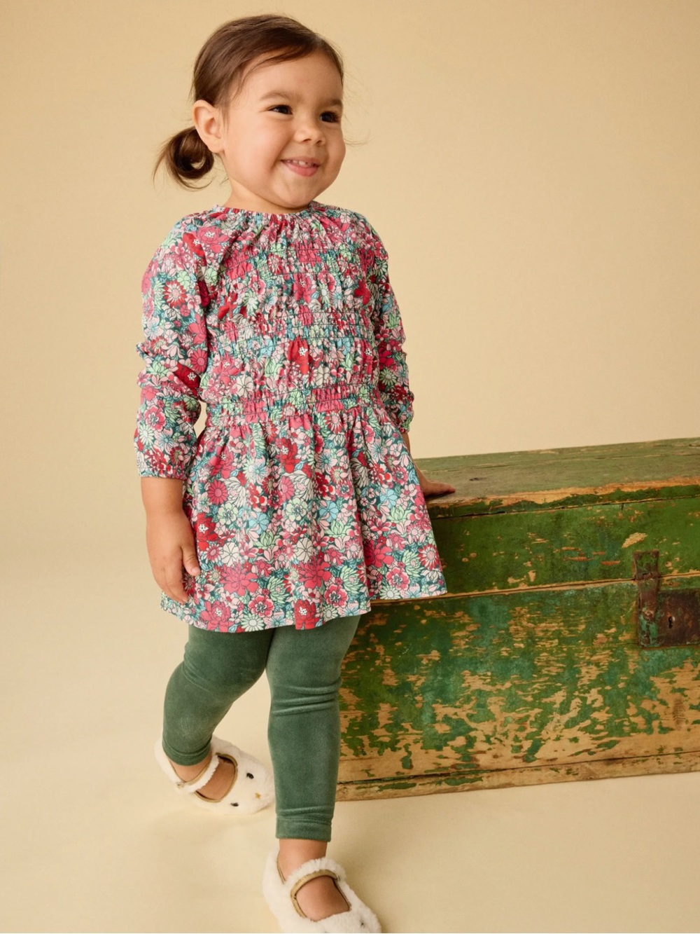 Tea Collection Smock Blouson Dress in Suzhou Garden Floral | Size 7